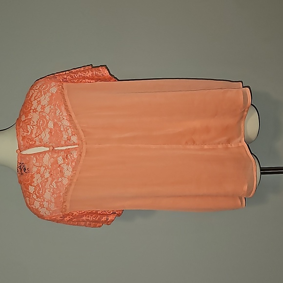 Torrid Tangerine Chiffon look /stretch Lace trim Plus Size 1X Lightweight VGUC * - Picture 8 of 15